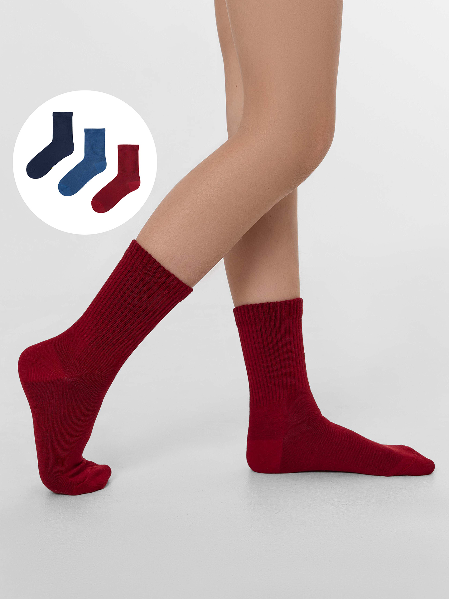 Носки 3 пары Mark Formelle (Марк Формэль) 444A-1850/вишневый /джинсовый /т.синий/ - фото 1