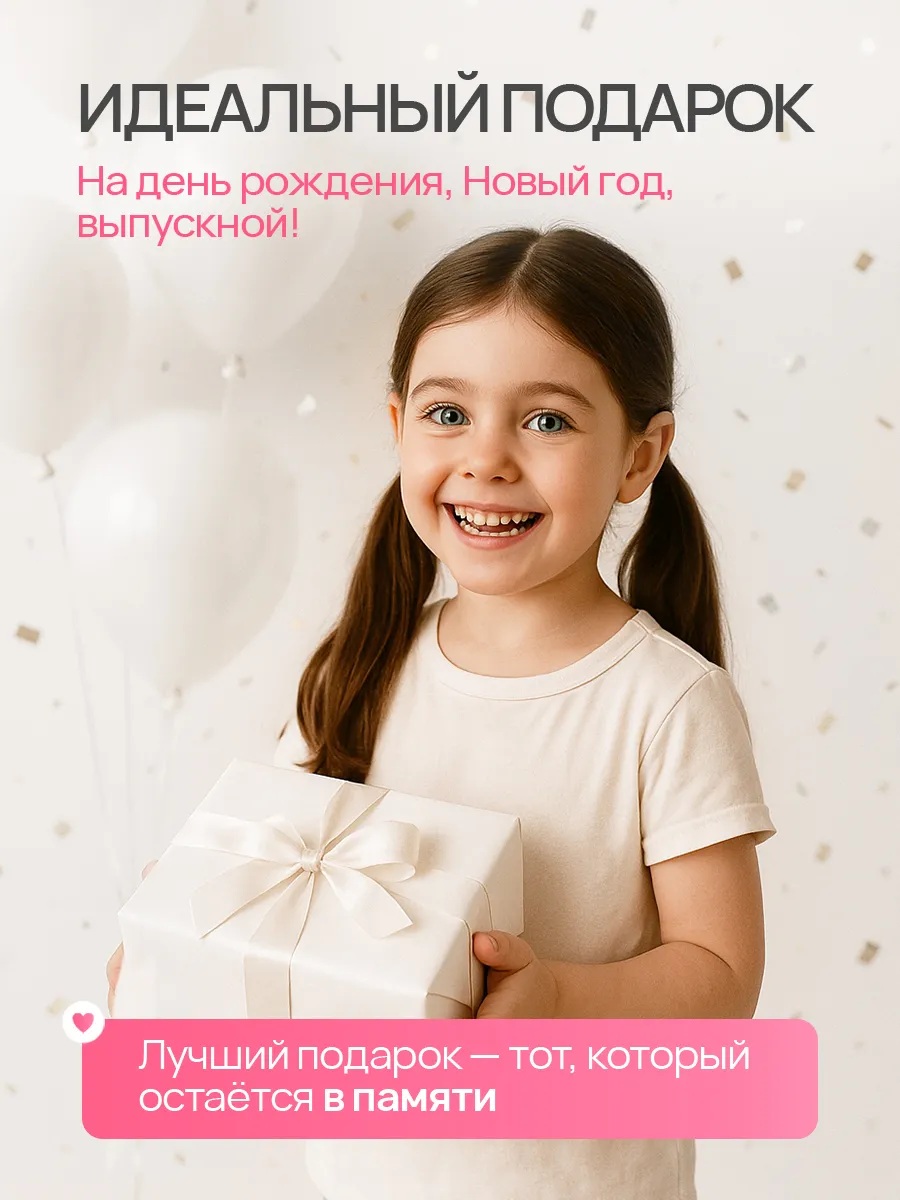 Фотоаппарат с мгновенной печатью CASTLELADY фломастеры, наклейки, розовый - фото 6