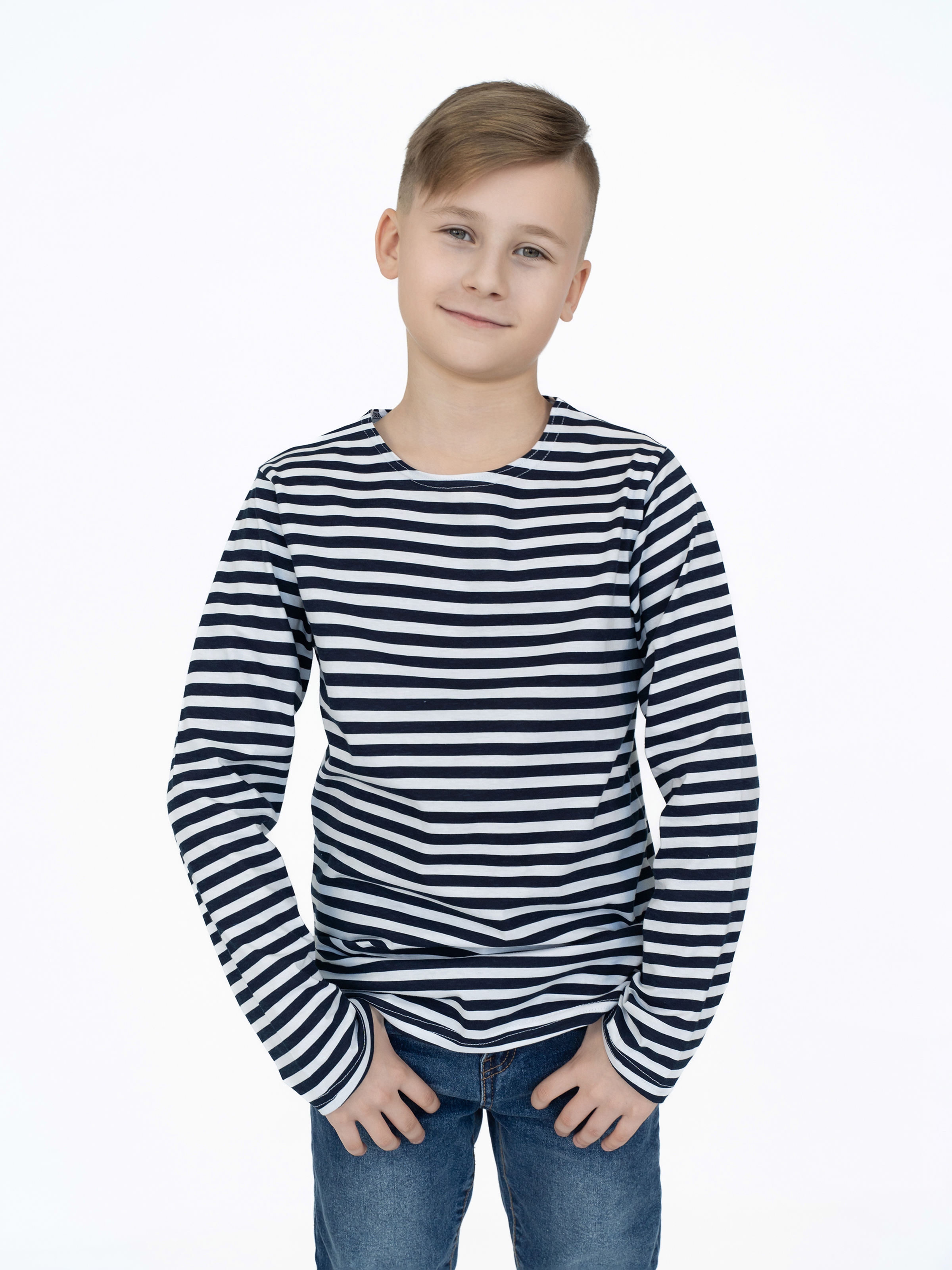 Лонгслив Утенок 516 темно-синий полоска - фото 1