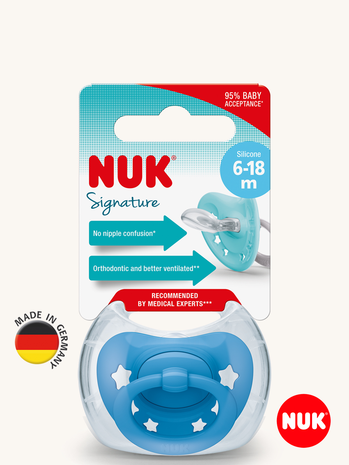 Пустышка Nuk силикон ортодонтическая от 6 мес. 1 шт. - фото 1