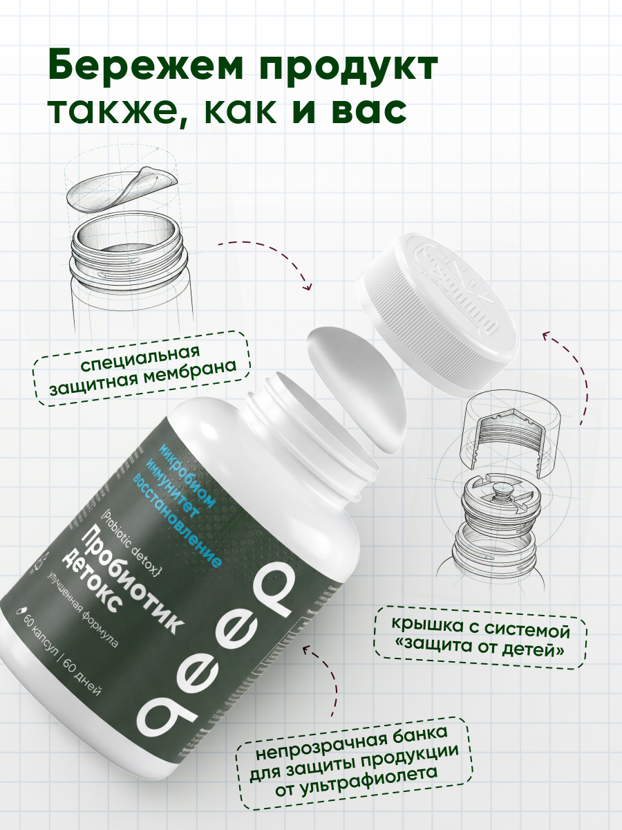 Пробиотики для взрослых qeep Probiotic Detox 60 капсул - фото 7
