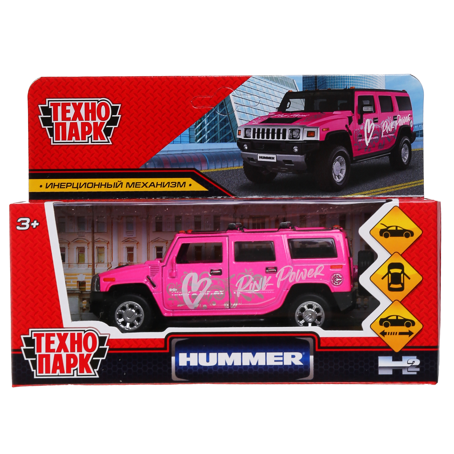 Автомобиль Технопарк Hummer розовый 303052 - фото 2