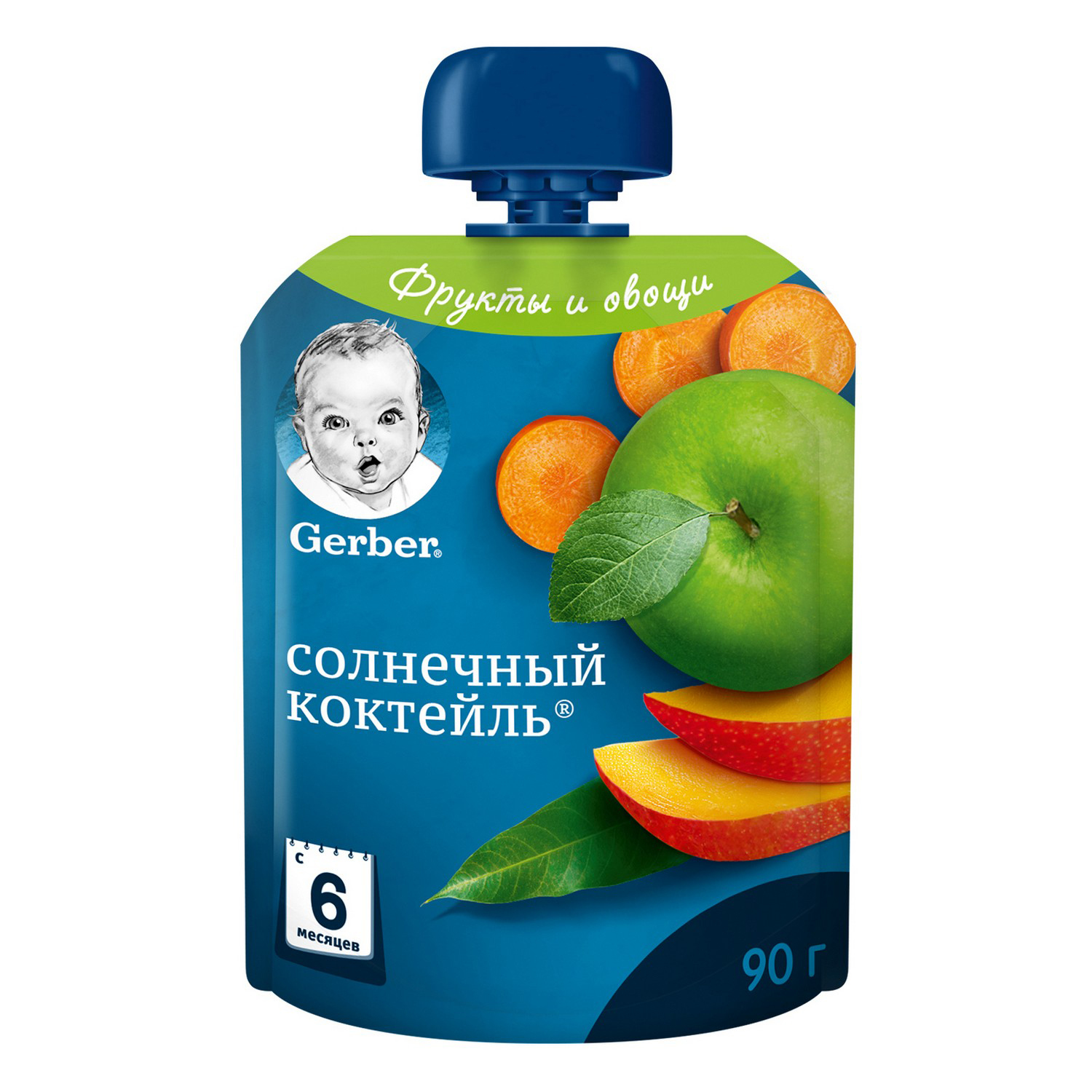 Пюре Gerber Солнечный коктейль с 6 мес 90 г - фото 1