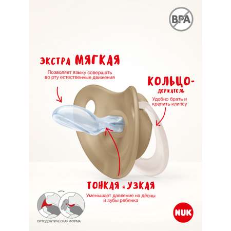 Пустышка Nuk силикон ортодонтическая от 6 мес. 2 шт.