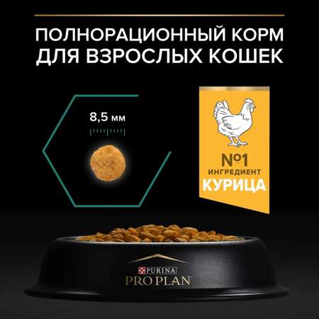 Корм сухой для кошек PRO PLAN 1.5кг с курицей