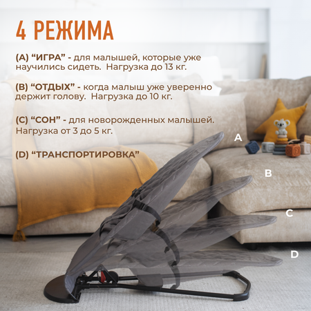 Детский складной шезлонг Mamagoods для новорожденных от 0 кресло качалка для малышей B2