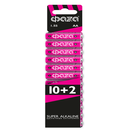 Батарейки алкалиновые ФАZА Super alkaline АА LR6 Пальчиковые 12 шт LR6SA-SB12