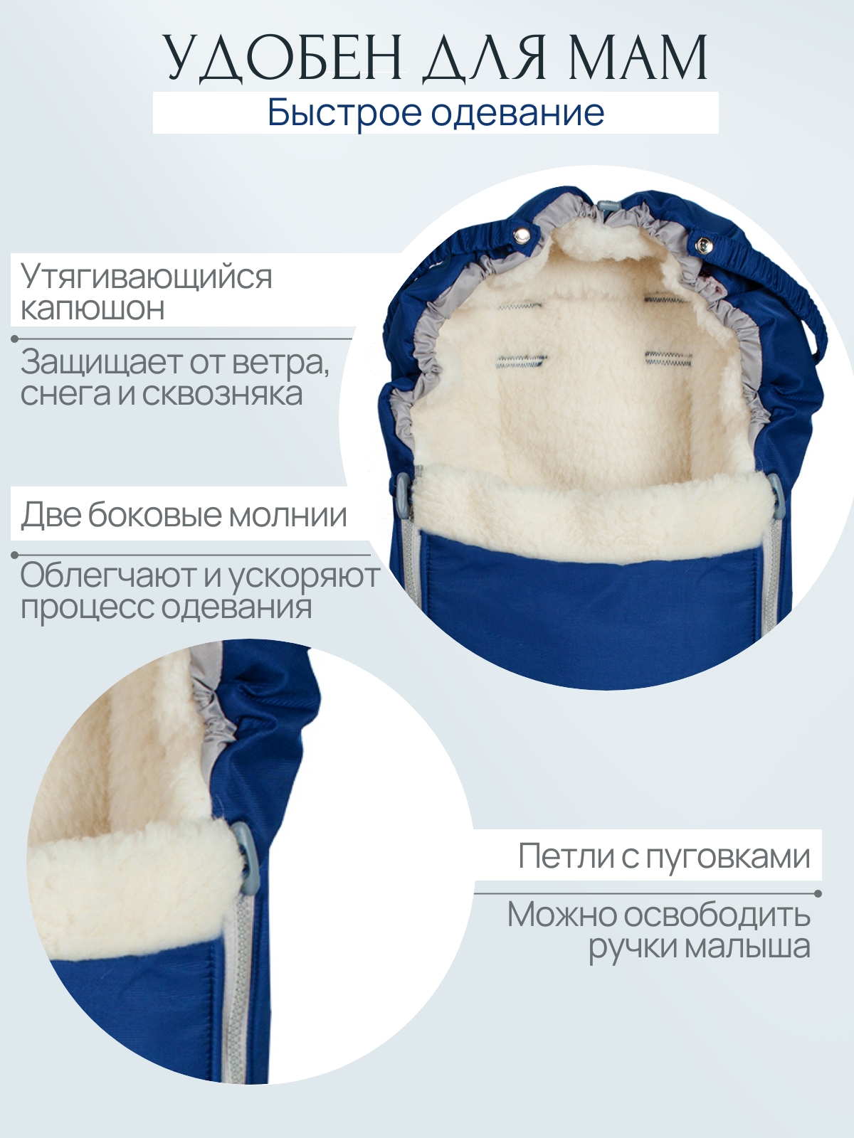 Конверт в коляску Чудо-Чадо Прайм синий - фото 3