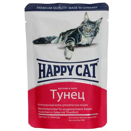 Корм влажный для кошек Happy Cat 100г желе тунец пауч