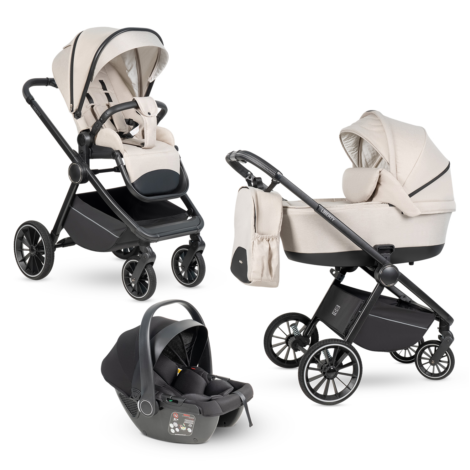 Коляска 3в1 Farfello Liberty бежевый - фото 12
