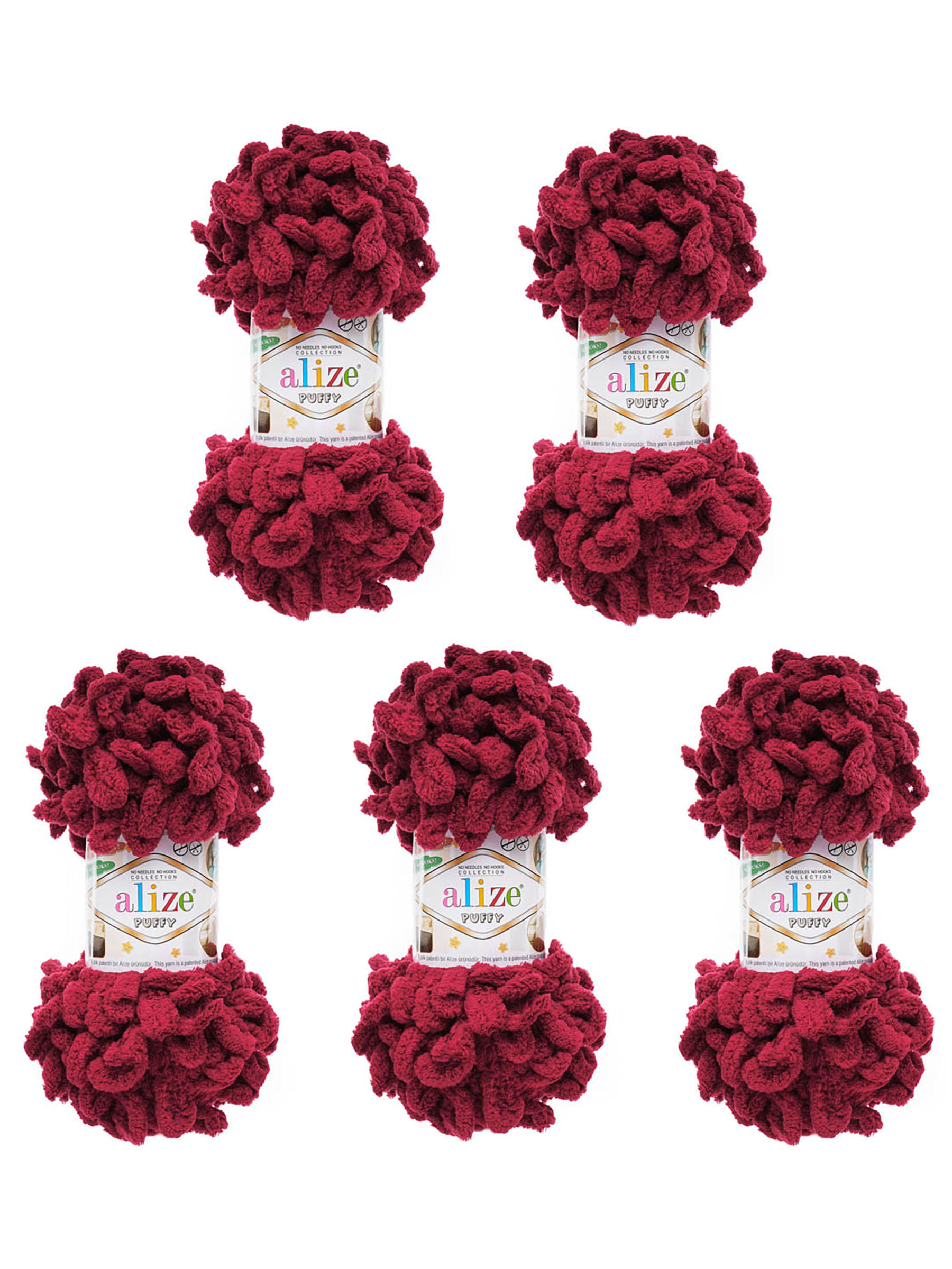 Пряжа для вязания Alize puffy 100 г 9 м микрополиэстер фантазийная плюшевая 107 фуксия 5 мотков - фото 6