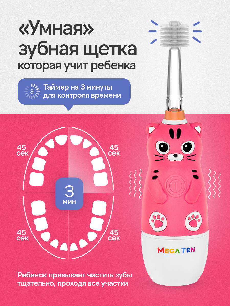 Зубная щетка электрическая Mega Ten kids sonic - фото 14