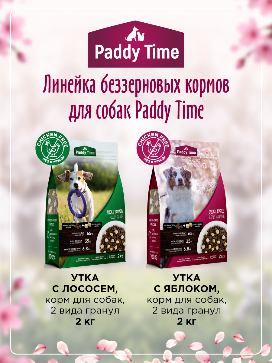 Сухой корм для собак Paddy Time Утка с яблоком с сублимированным мясом 2 кг - фото 9