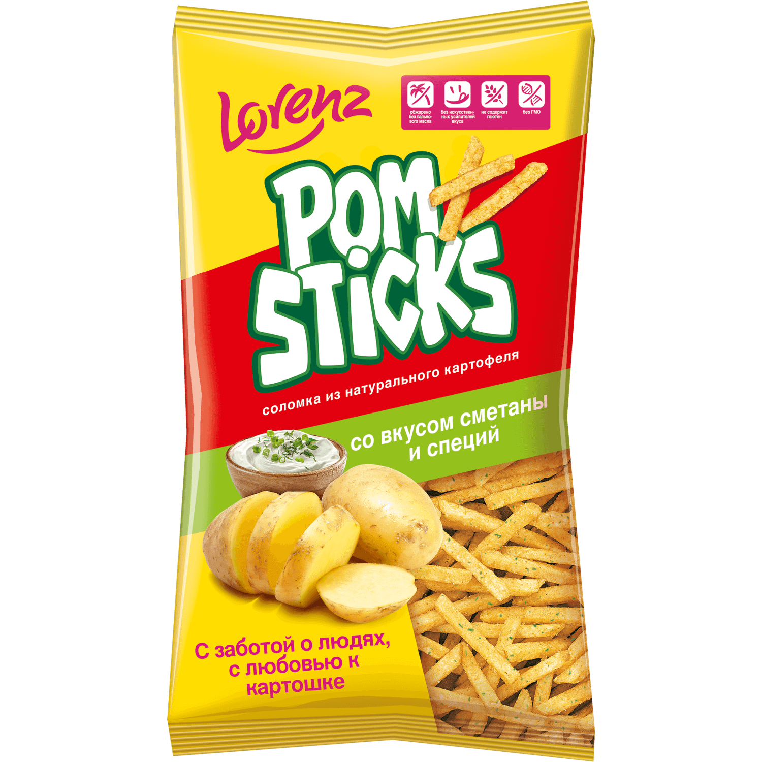 Картофельные чипсы соломкой Lorenz Pomsticks сметана и специи 100г - фото 1