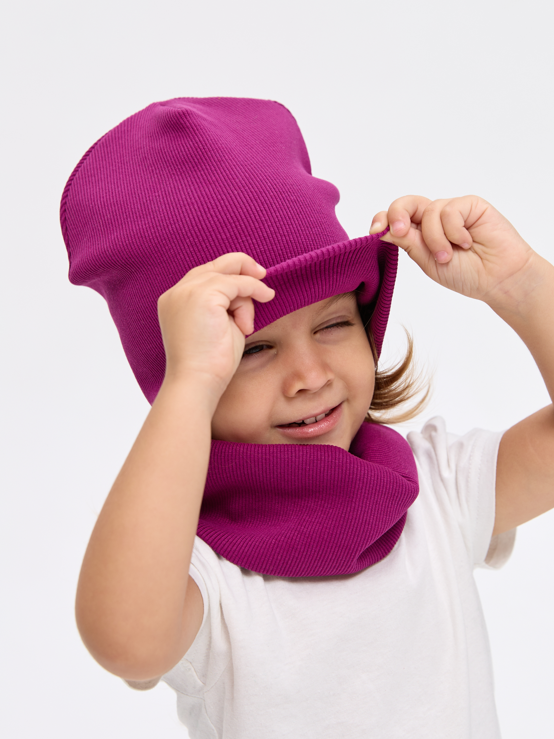 Шапка и снуд Лапушка 0258 вишневый - фото 4