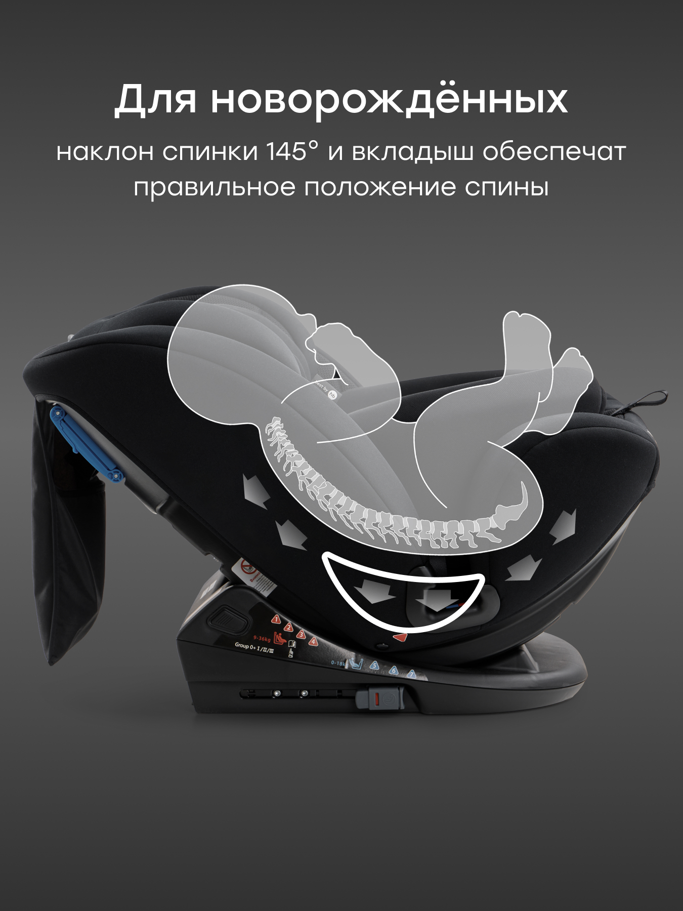 Автокресло Happy Baby Orex Isofix 0+/1/2/3 (0-36 кг) черный - фото 8