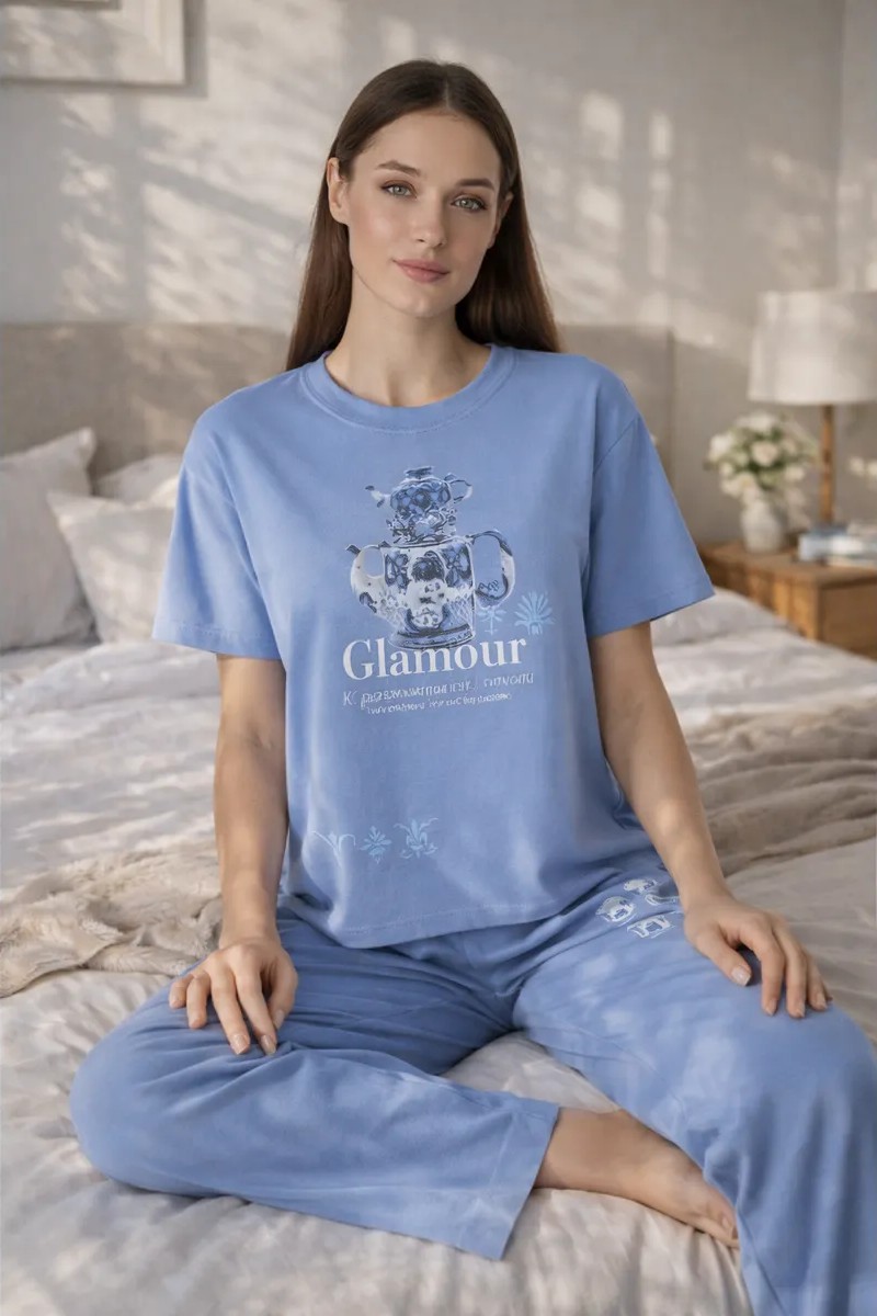 Изображение товара Хлопковая женская пижама Mark Formelle с футболкой и брюками, размерный ряд plus size