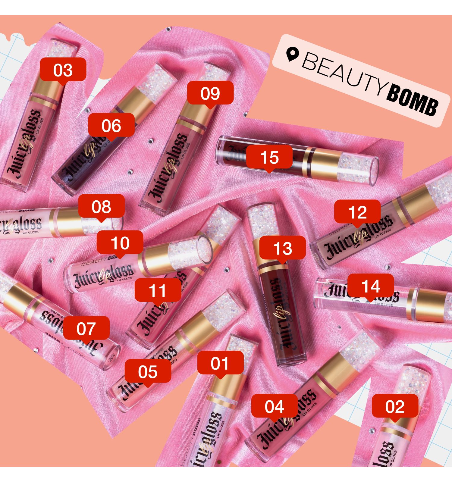 Блеск для губ Beauty Bomb тон 06 прозрачный с ярко-розовыми блестками 3.4мл - фото 10