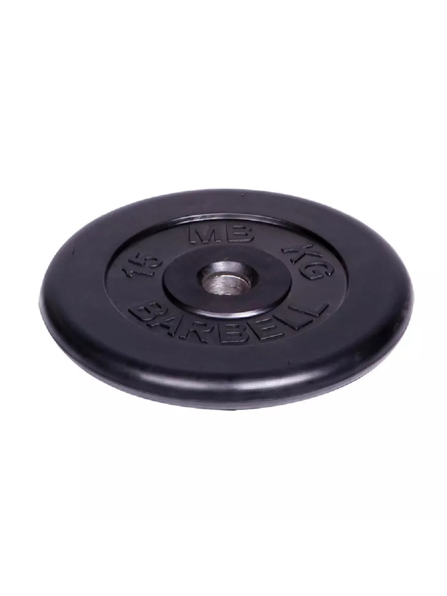 D 51 мм чёрный 15,0 кг MbBarbell Диск обрезиненный - фото 2