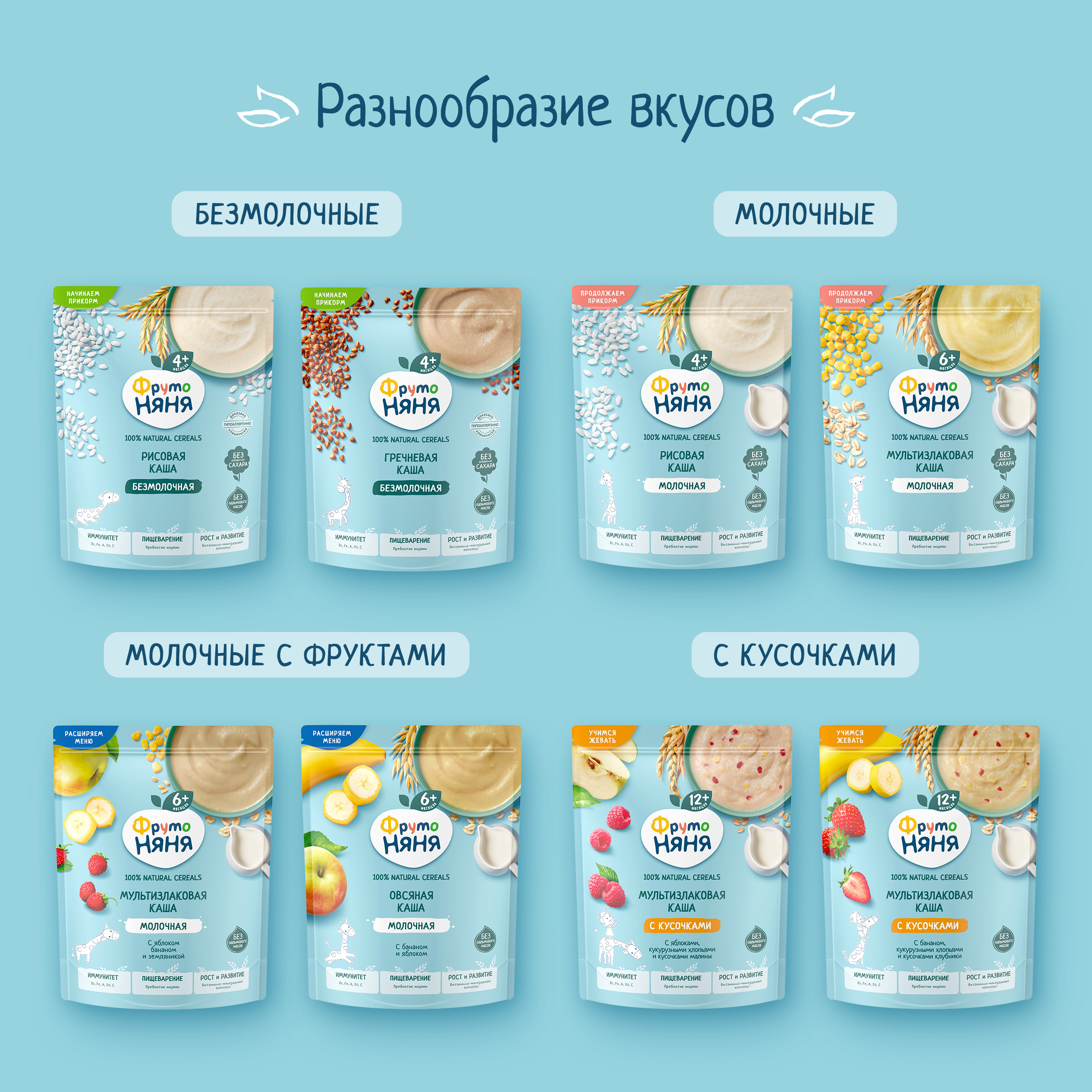 Каша молочная ФрутоНяня мультизлаковая банан кукурузные хлопья кусочки клубники 190г - фото 11