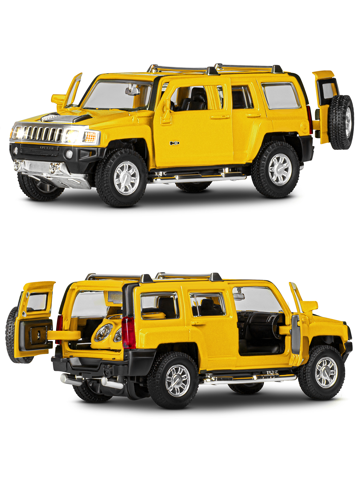 Внедорожник АВТОпанорама Hummer H3 1:32 желтый JB1251294 - фото 8