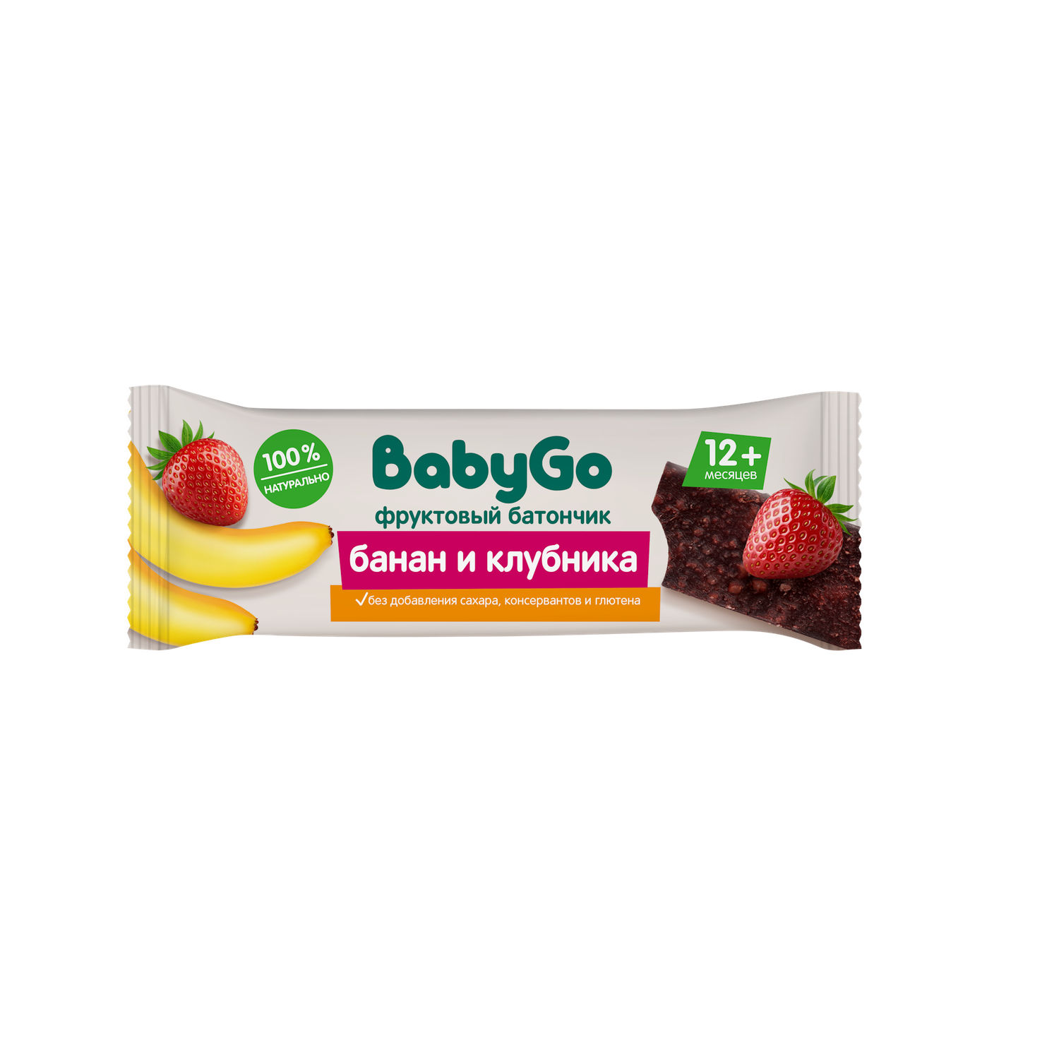 Батончик фруктовый BabyGo банановый с клубникой 25г с 12месяцев - фото 1