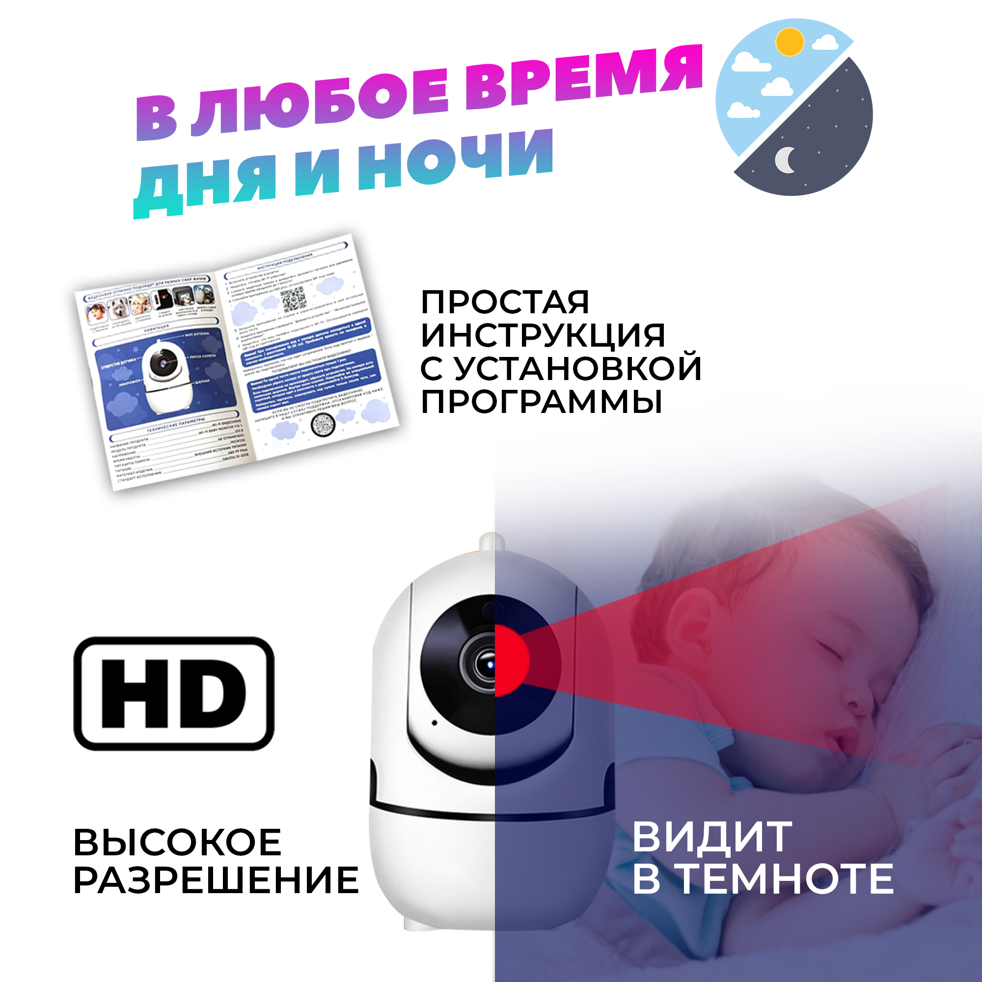 Видеоняня беспроводная You Lucky Умная Белая - фото 4