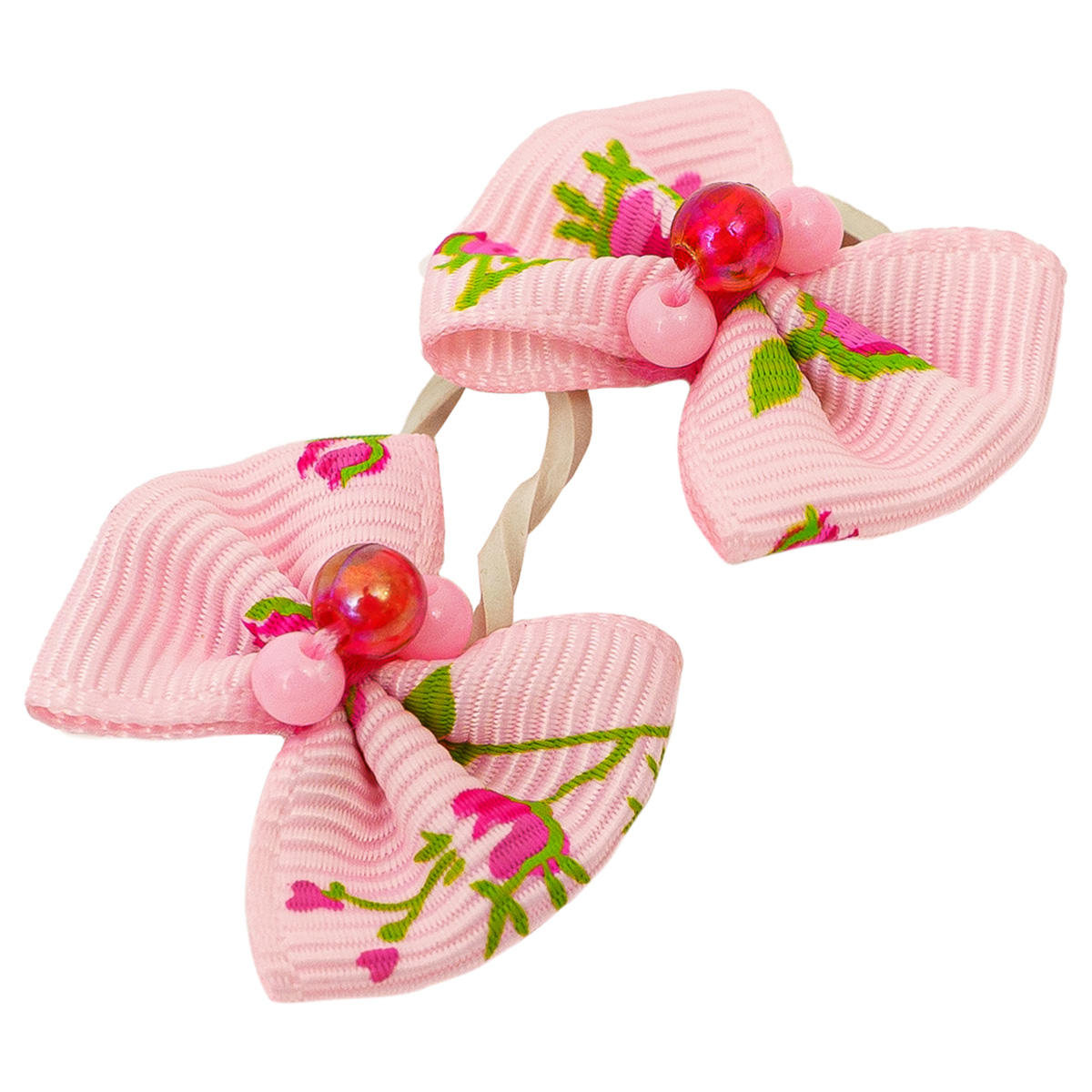 Бантик для животных V.I.Pet Розовый с цветочками 2шт - фото 1