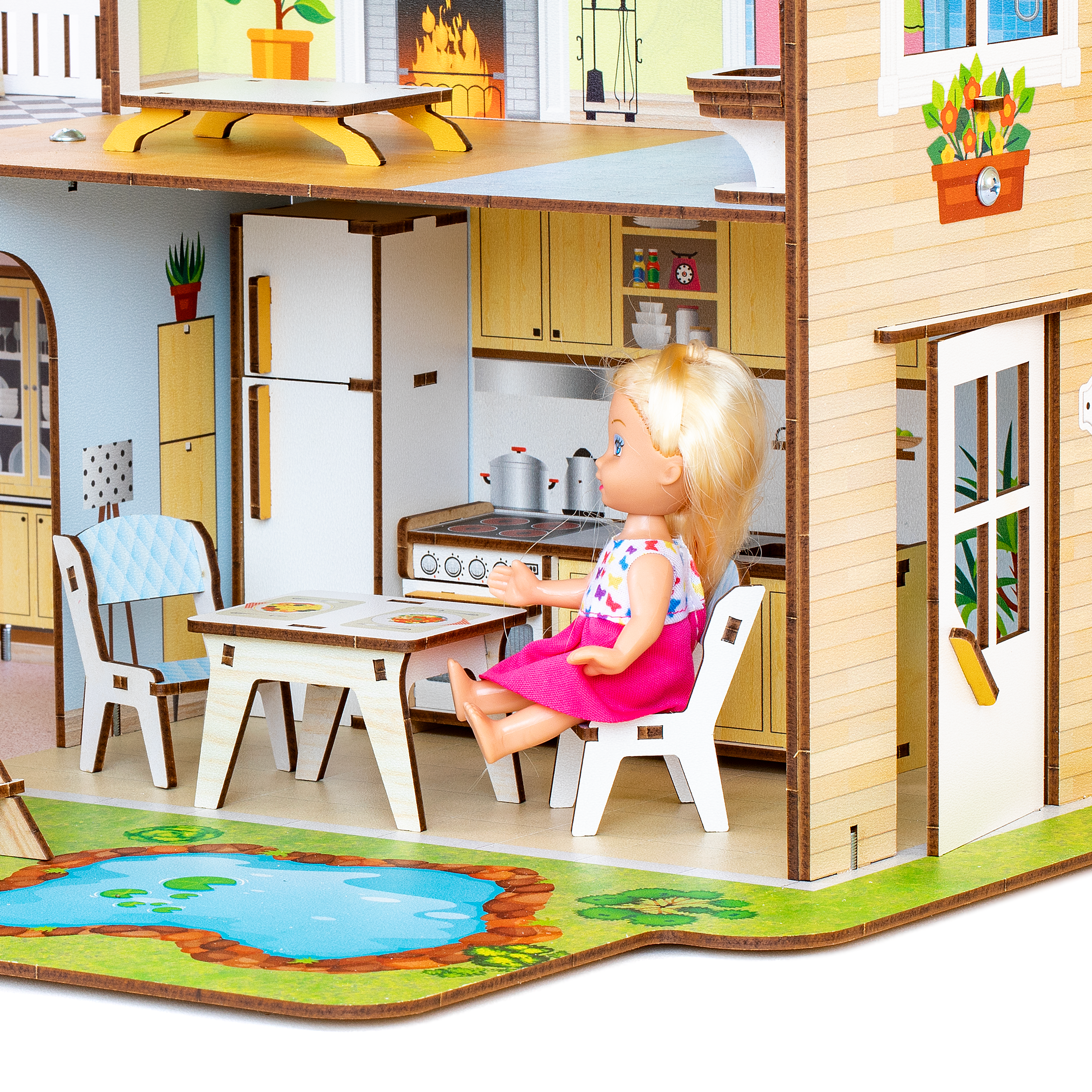 Домик для кукол M-WOOD 61 см с мебелью 3033 - фото 7