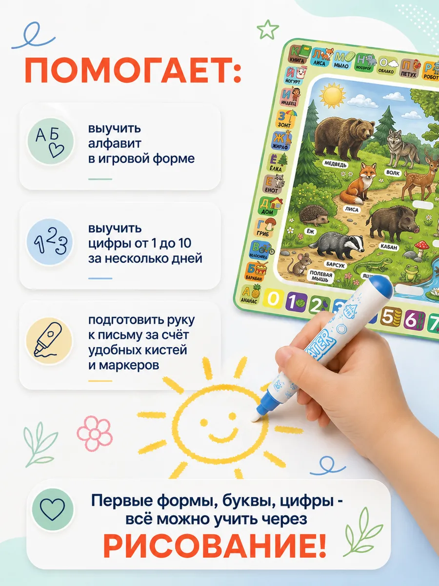 Акварисование ИнтеллектУм Коврик Дикие животные - фото 5