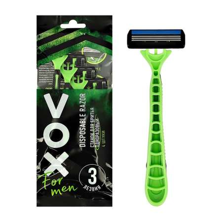 Станок для бритья одноразовый VOX for men с тройным лезвием 4 шт