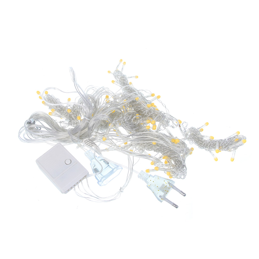 Светодиодная гирлянда Сноубум Занавес нить 2х2 метра 120LED 8 нитей 8 режимов - фото 3