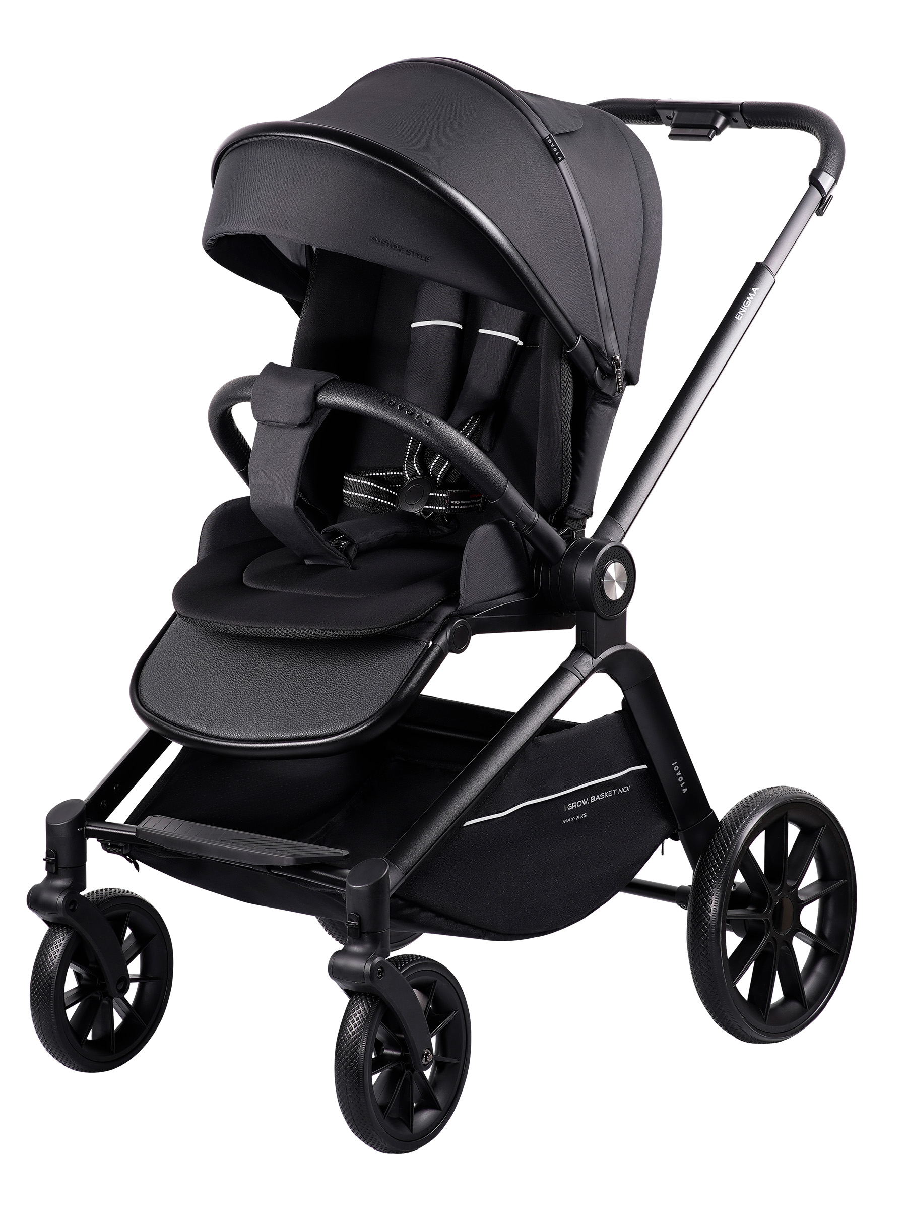 Коляска прогулочная JOVOLA Enigma всесезонная черный - фото 11