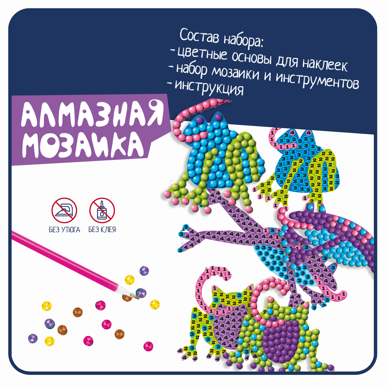Алмазная мозаика Bondibon Наклейки блестящие Лягушки - фото 4