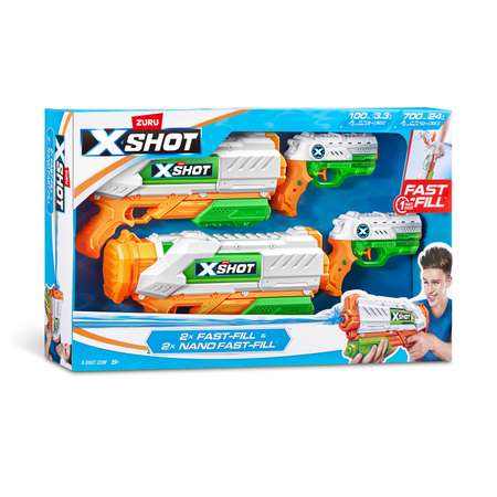 Бластер водный Zuru XSHOT  Fast Fill Water набор из 4 штук