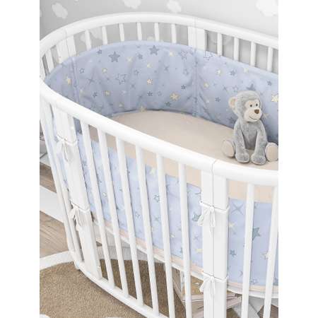 Бортики в кроватку Lemony kids Estrella 2 части по 180 см серый со звездами