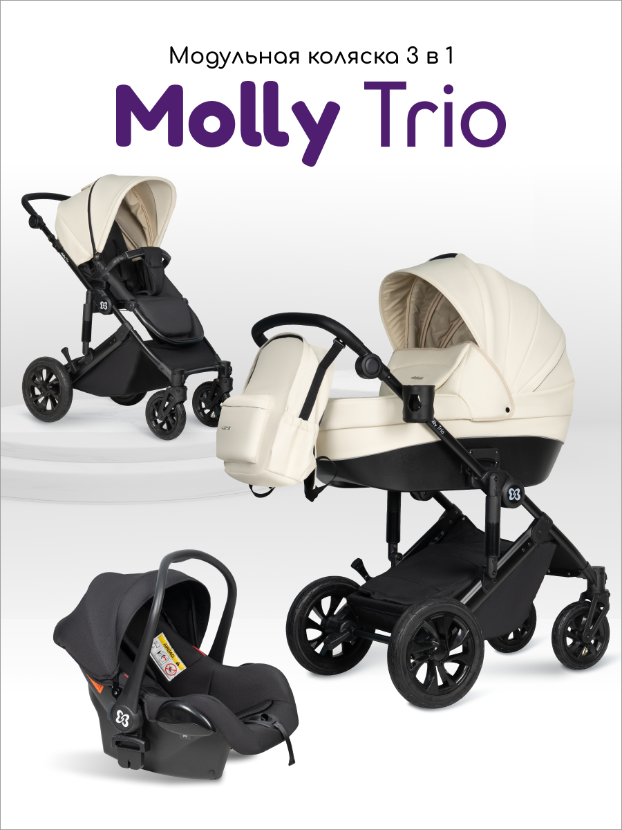 Коляска 3в1 Farfello Molly Trio белый - фото 1