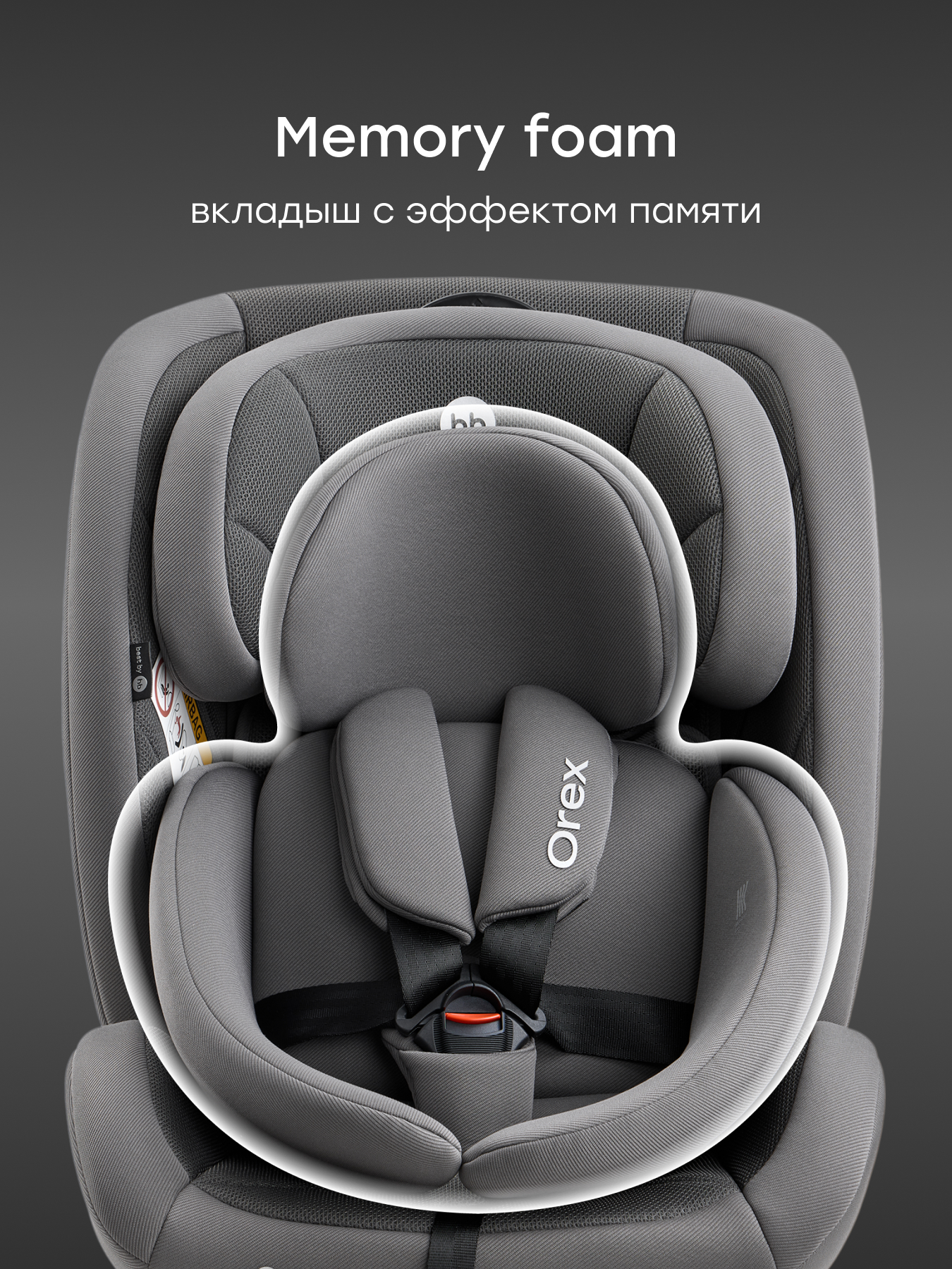 Автокресло Happy Baby Orex Isofix 0+/1/2/3 (0-36 кг) серый - фото 5