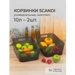 Комплект корзинок Econova SCANDI 10л - 2шт. черный прозрачный