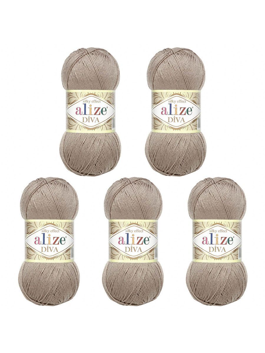 Пряжа Alize для вязания универсальная легкая Diva микрофибра 100г 350м 5 шт 167 бежевый - фото 6