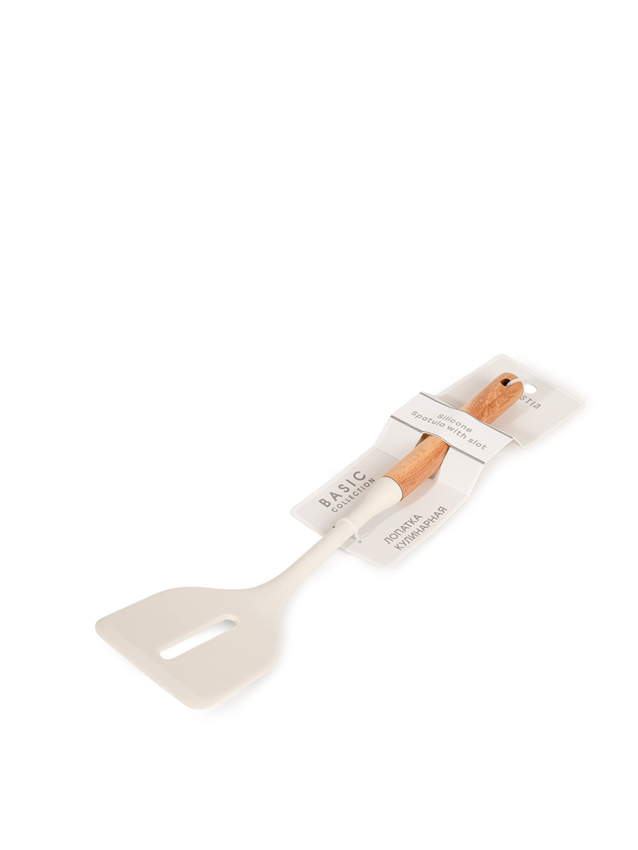 Лопатка кулинарная DeNASTIA Силвуд 33x7x4.4 см силикон бук молочный A000350 - фото 9