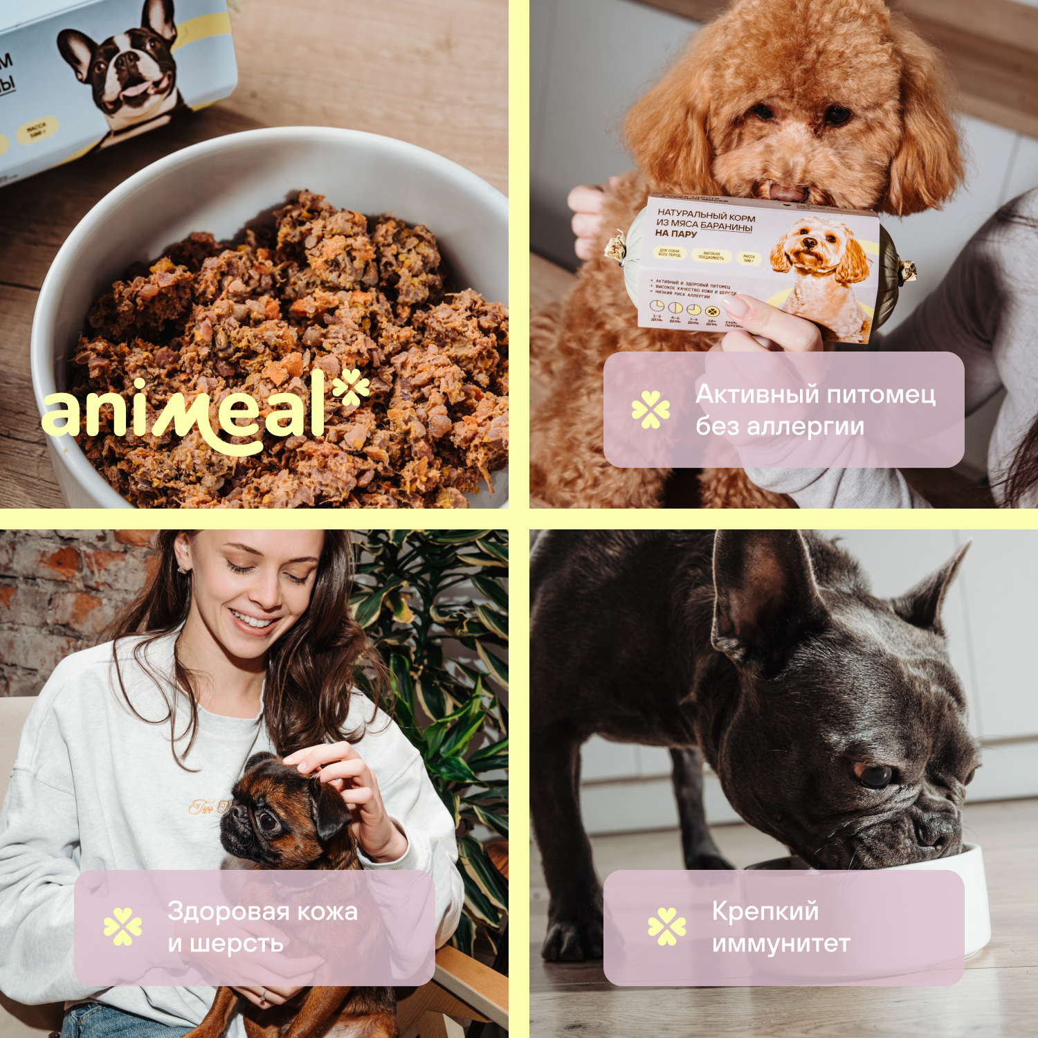Корм для щенков полнорационный натуральн animeal из мяса говядины на пару для щенков всех пород 300г - фото 4
