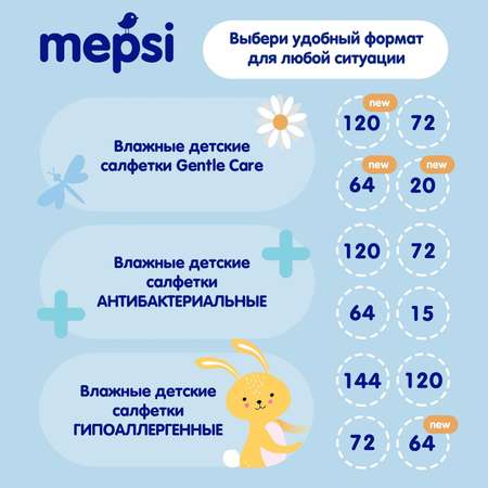 Влажные салфетки Mepsi 72 шт.