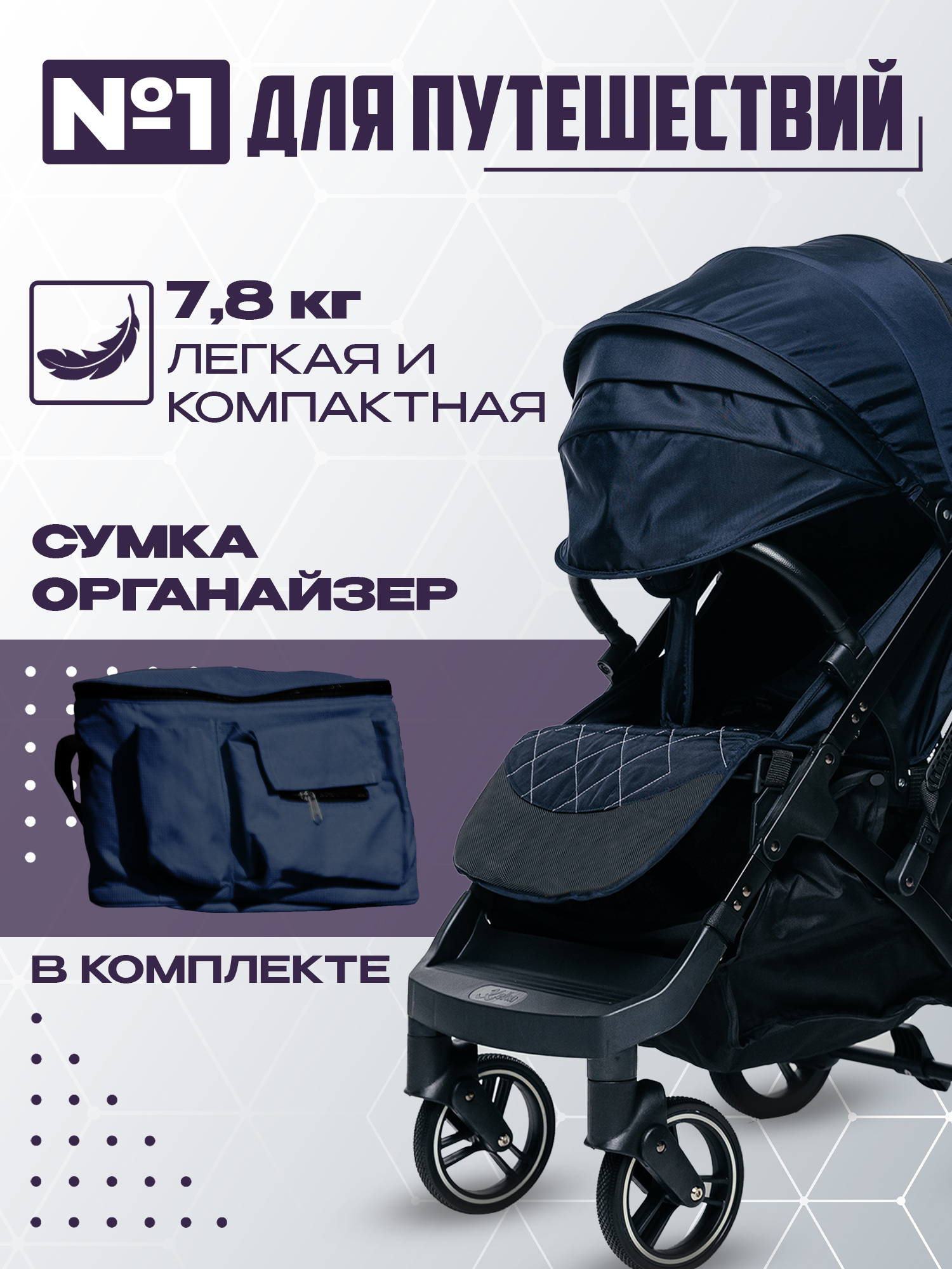 Коляска прогулочная Nobumi Sigma синий - фото 5
