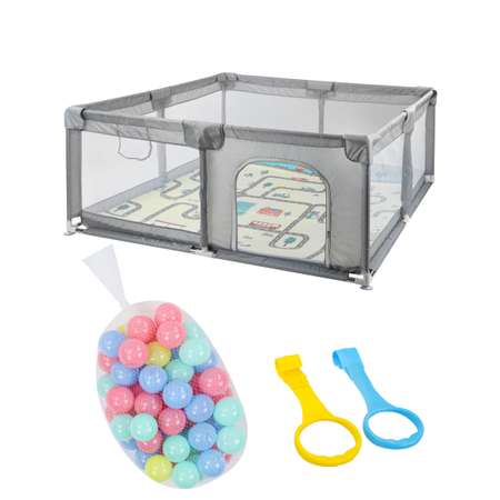 Манеж Рыжий кот 150х150 см серый