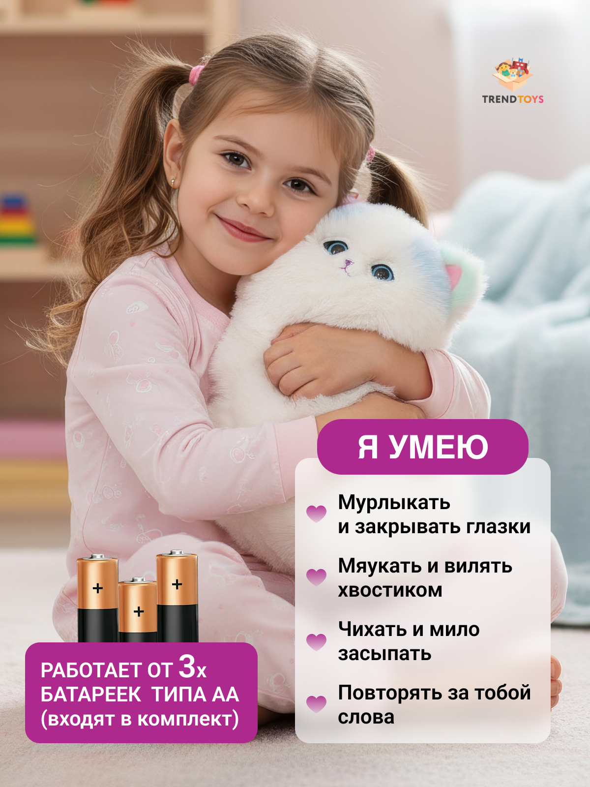 Мягкая игрушка TrendToys котик говорящий - фото 2