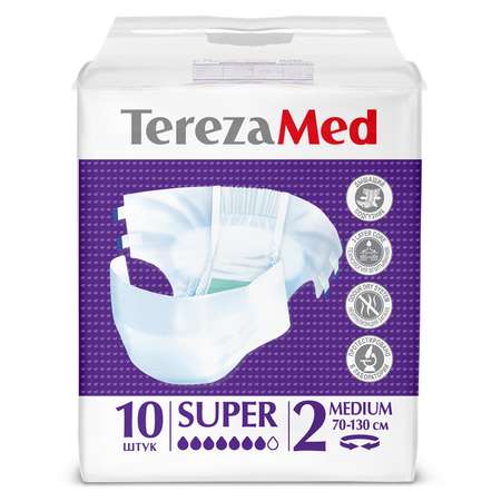 Подгузники TerezaMed впитывающие на липучках Super Medium №2 70-130 см 10 шт