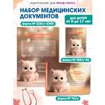 Медицинская карта Проф-Пресс 2 шт+прививочный сертификат Набор медицинских документов Белый котёнок