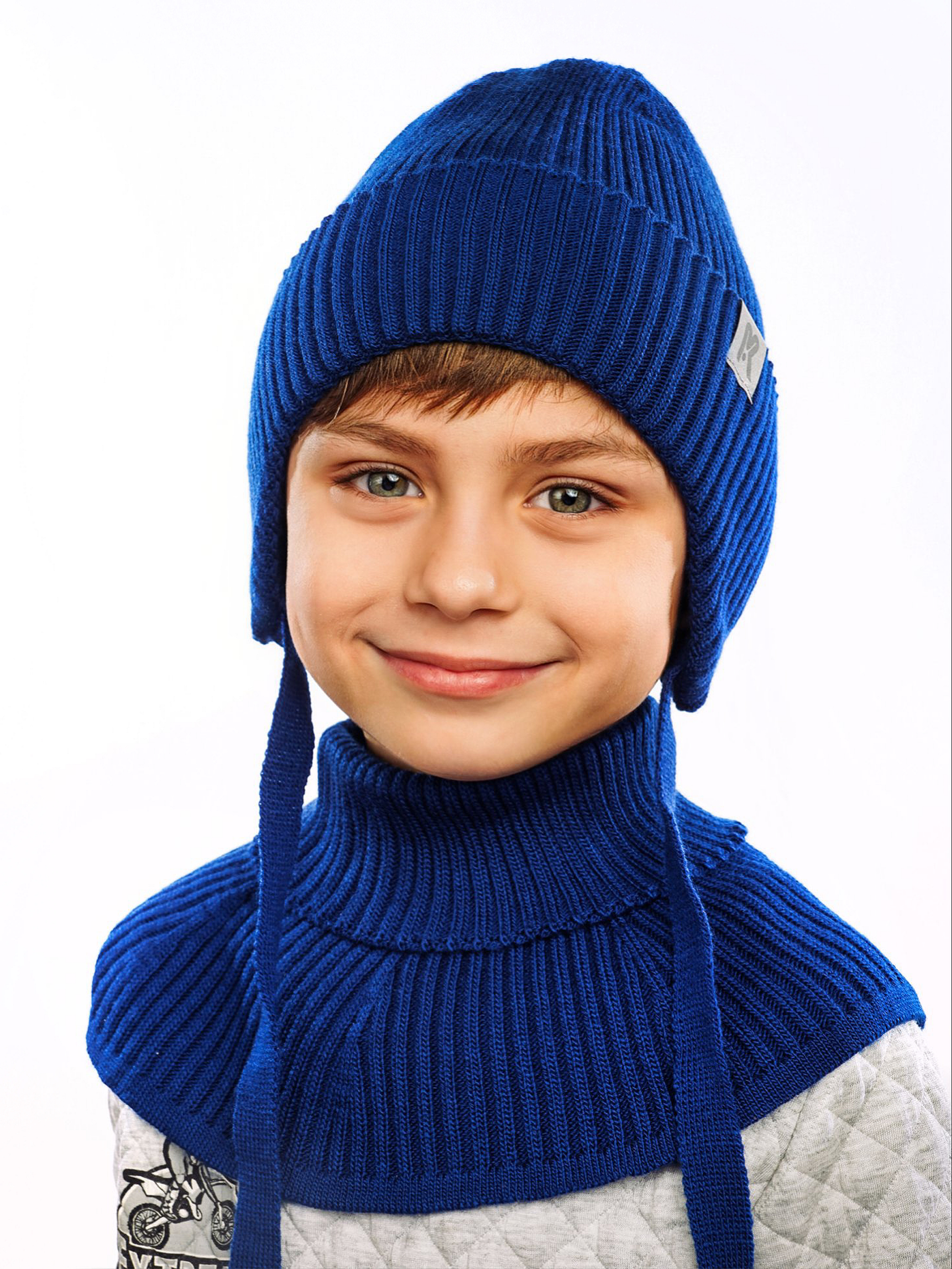 Шапка и снуд ПриКиндер U-Sp232987 Цвет: Василек - фото 1