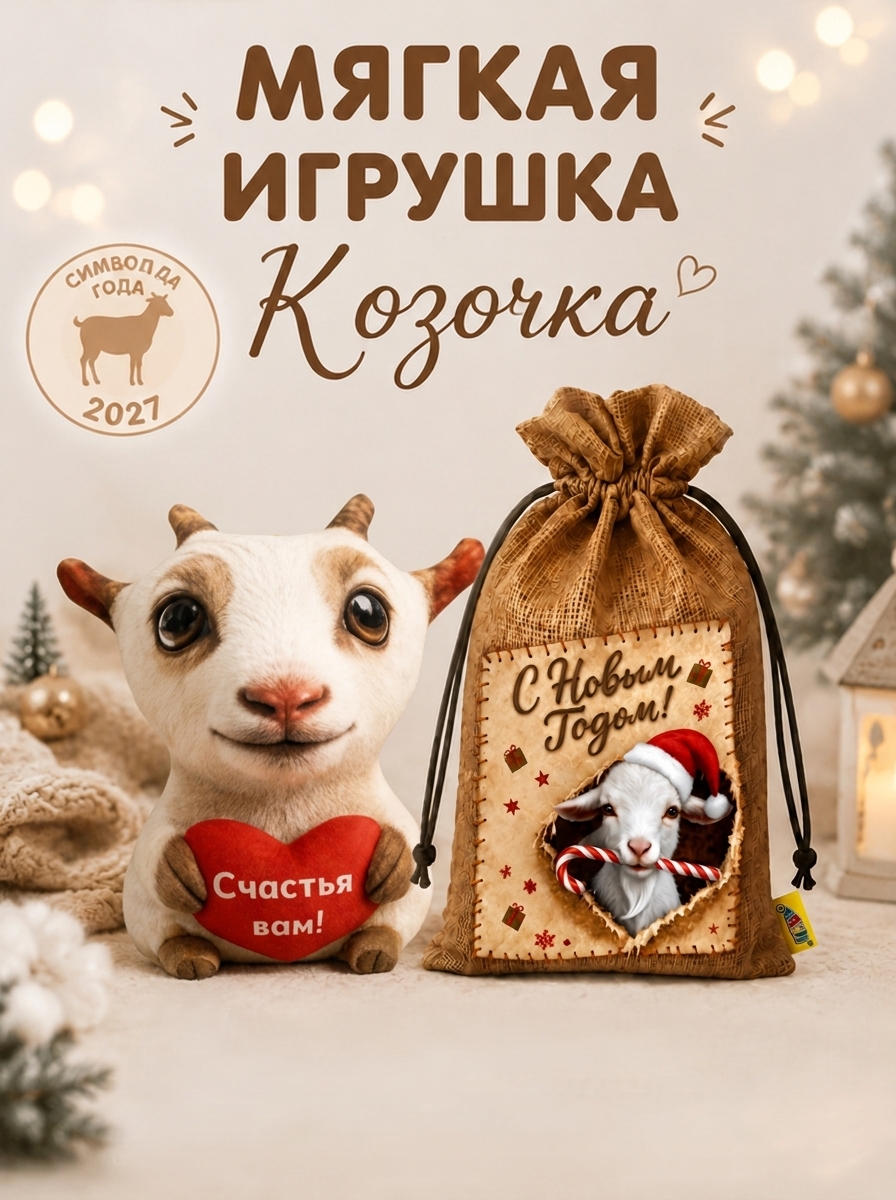 Мягкая игрушка Штучки к которым тянутся ручки коза - фото 1